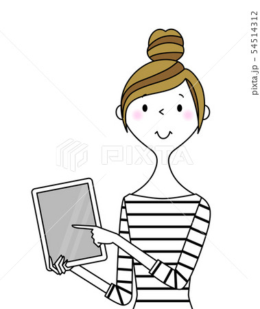 若い女性　ママ　タブレット 54514312