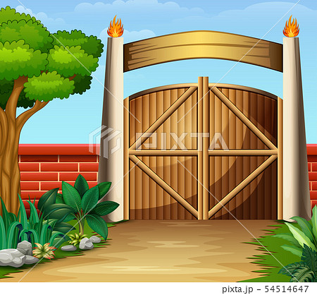The wooden gate in a beautiful nature The wooden gate in a beautiful nature 54514647
