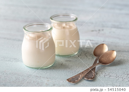 Two jars of Greek yogurt Two jars of Greek yogurt 54515040