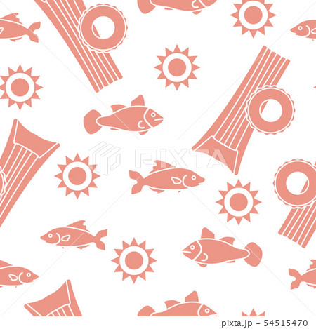 Pattern with fish, sun, inflatable mattress 54515470