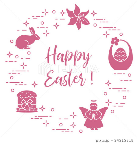 Easter cake, basket, eggs, rabbit, flowers, angel Easter cake, basket, eggs, rabbit, flowers, angel 54515519