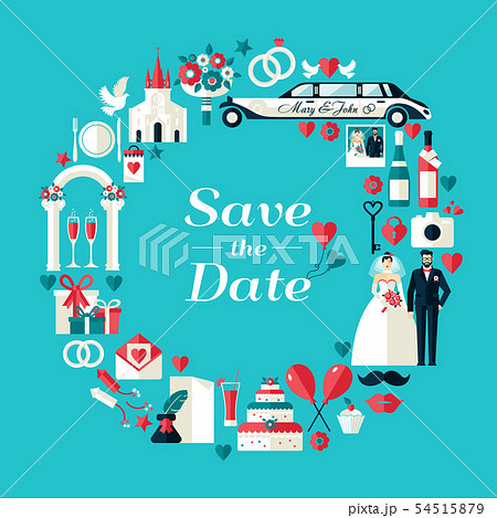 Wedding symbols set. Flat icons for your wedding 54515879