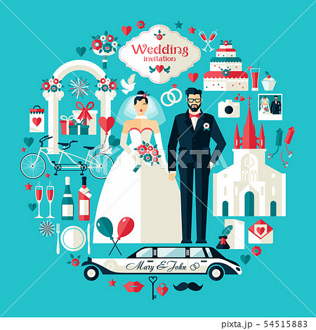 Wedding symbols set. 54515883