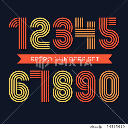 Retro stripes funky numbers set,trendy elegant 54515910