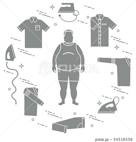 Fat man, irons and different clothes Fat man, irons and different clothes 54516556