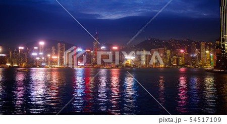 Hong Kong at night. City skyline at sunset. 54517109