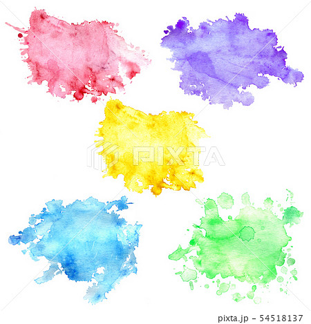 Set of 5 watercolor blots with splashes. 54518137