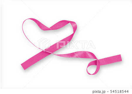 Pink ribbon in heart shape isolated on white Pink ribbon in heart shape isolated on white 54518544