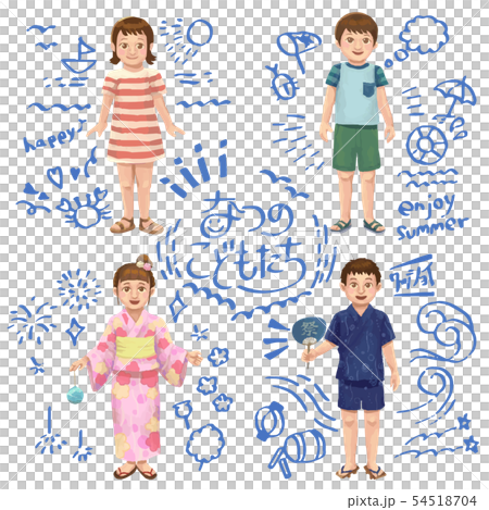 夏天兒童例證集合 夏天兒童例證集合 54518704
