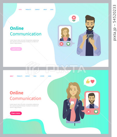 People Using Phone, Dating App, Chatting Vector 54520233