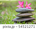 Stack of zen stone with red plumeria flower 54521271