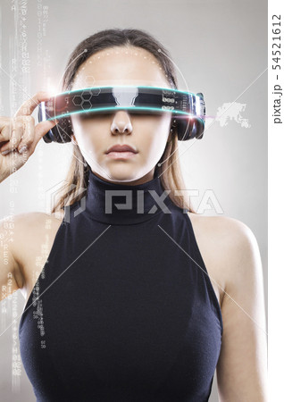 Woman with smart glasses Woman with smart glasses 54521612