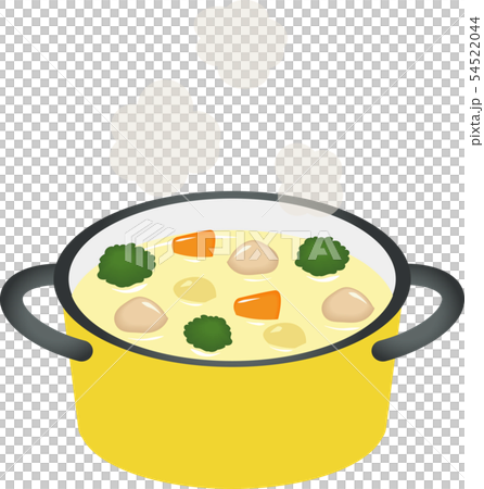 鍋に入ったクリームシチューのイラスト素材 鍋に入ったクリームシチューのイラスト素材