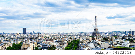 凱旋門から眺めるエッフェル塔とパリ市内 ワイド 凱旋門から眺めるエッフェル塔とパリ市内 ワイド 54522518