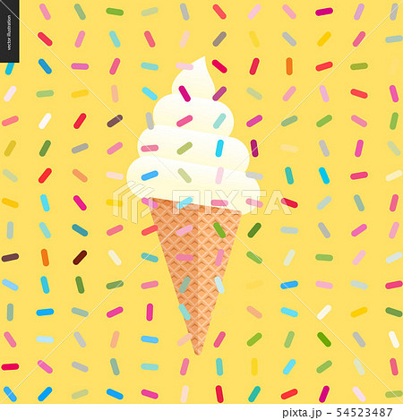 White Ice cream in a cone and pattern 54523487