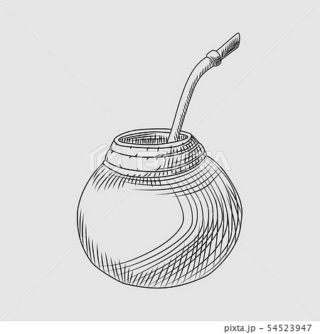 Calabash for yerba mate drink. Mate tea engraving Calabash for yerba mate drink. Mate tea engraving 54523947