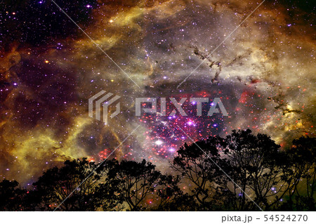blur gold color galaxy nebula back on night cloud 54524270