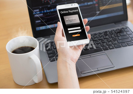 Online banking on smartphone with businessman Online banking on smartphone with businessman 54524397