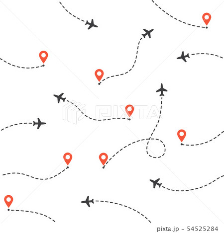 Airplane routes pattern. Travel and tourism background. Air traffic silhouette. 54525284