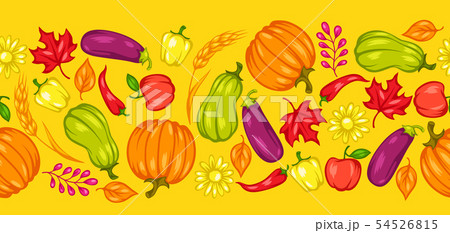 Harvest seamless pattern with fruits and vegetables. Harvest seamless pattern with fruits and vegetables. 54526815