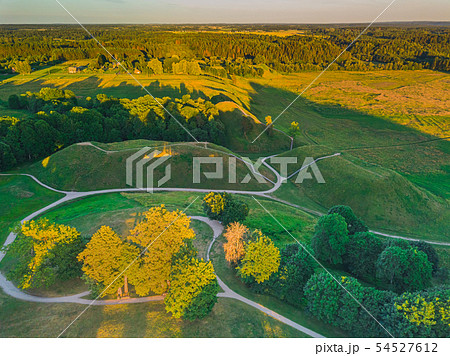 Kernave, historical capital city of Lithuania, aerial top view Kernave, historical capital city of Lithuania, aerial top view 54527612