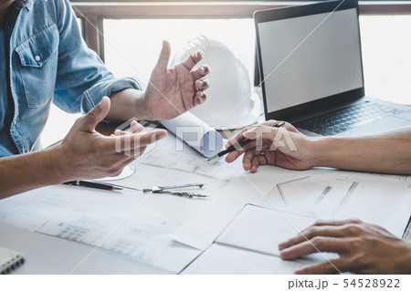 Engineer Teamwork Meeting, Drawing working on 54528922