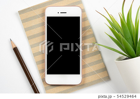 White office work space desk table with blank White office work space desk table with blank 54529464