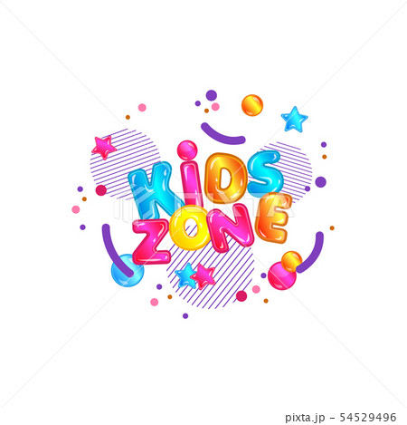 Logo for kids zone, lettering and text with glossy and fun shapes. Logo for kids zone, lettering and text with glossy and fun shapes. 54529496