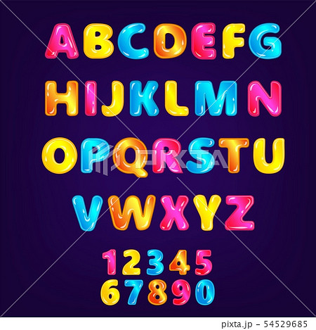 Wonderland fairy ABC or font in rainbow colors vector illustration isolated. 54529685