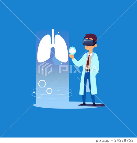 Lung doctor using virtual reality technology for medical health exam Lung doctor using virtual reality technology for medical health exam 54529755