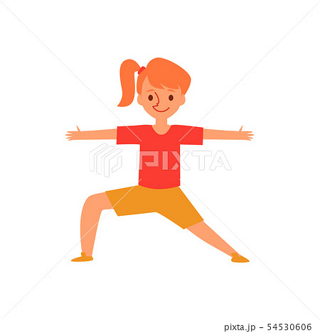 Little ginger girl in yoga pose, cartoon child... - Stock Illustration  [54530606] - PIXTA