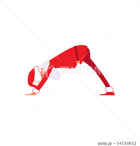 Funny Santa Claus doing yoga - winter holiday symbol in red Christmas costume and hat 54530652