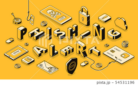 Phishing alert isometric projection concept 54531196