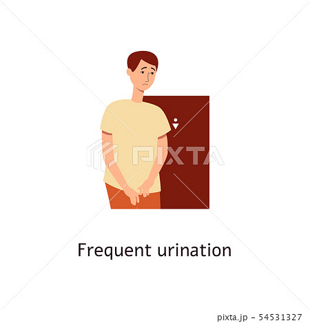 Man is holding his crotch because of frequent urination cartoon style 54531327