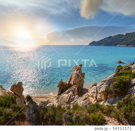 Sunset summer Sithonia rocky coast, Greece Sunset summer Sithonia rocky coast, Greece 54531571