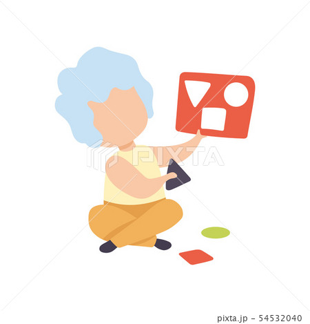 Adorable Little Boy Playing with Sorter Toy Vector Illustration Adorable Little Boy Playing with Sorter Toy Vector Illustration 54532040