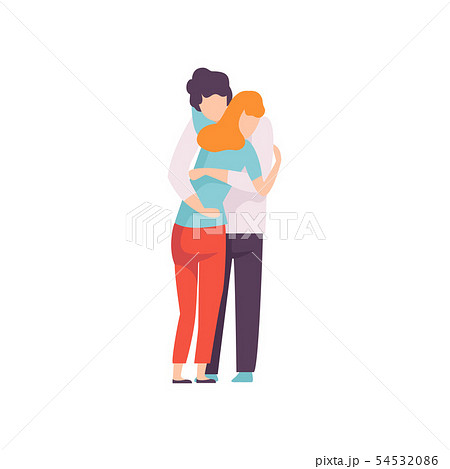 Young Man and Woman Hugging Lovingly, Happy Romantic Couple in Love Vector Illustration 54532086