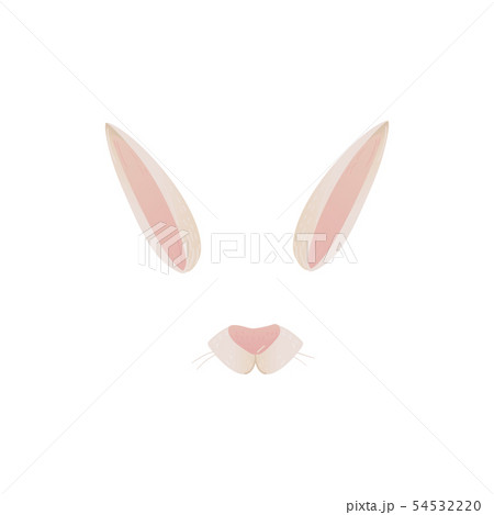 White rabbit ears and nose mask for photo and video effect cartoon style 54532220