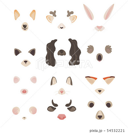 Set of animal ears and nose masks for photo and video effect cartoon style 54532221