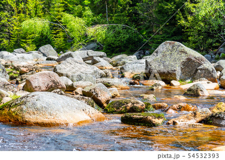 Jizera river full of granite rocks on sunny summer day, Jizera Mountains, Czech Republic 54532393