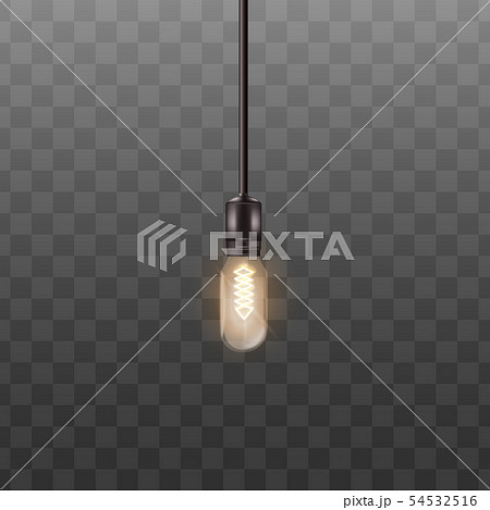 One 3d light bulb hanging on long wire in realistic style 54532516