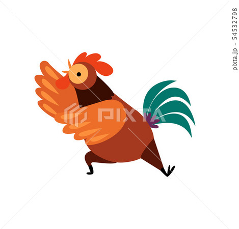 Colorful Rooster Crowing, Farm Cock Cartoon... - Stock Illustration  [54532798] - PIXTA