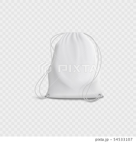 Realistic 3d white blank bag and backpack with drawstring on a transparent background. 54533107
