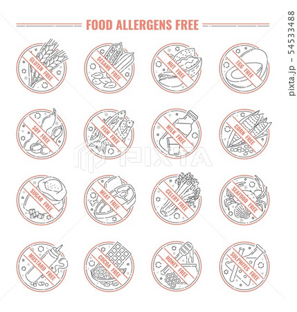 Food allergen label set isolated on white background 54533488
