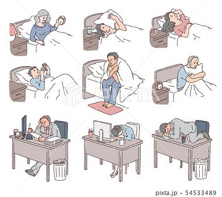 People with insomnia suffering from no sleep at night 54533489