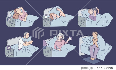 People in bed suffering from insomnia 54533490