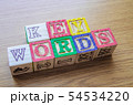 Educational toy cubes with letters organised to display word KEYWORDS - editing metadata and Search 54534220