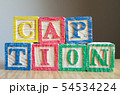 Educational toy cubes with letters organised to display word CAPTION - editing metadata and Search 54534224