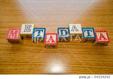 Educational toy cubes with letters organised to display word metadata - keywording and Search engine 54534242