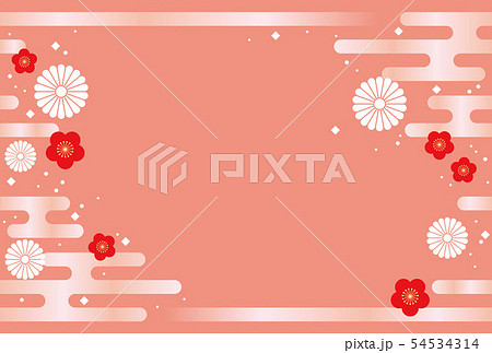 シームレスな和柄背景の年賀状テンプレート 54534314
